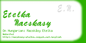etelka macskasy business card